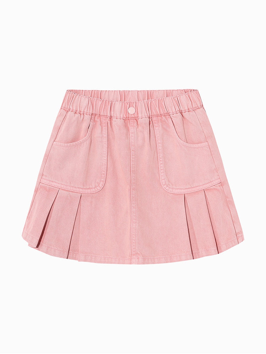 Pleated Denim Shorts