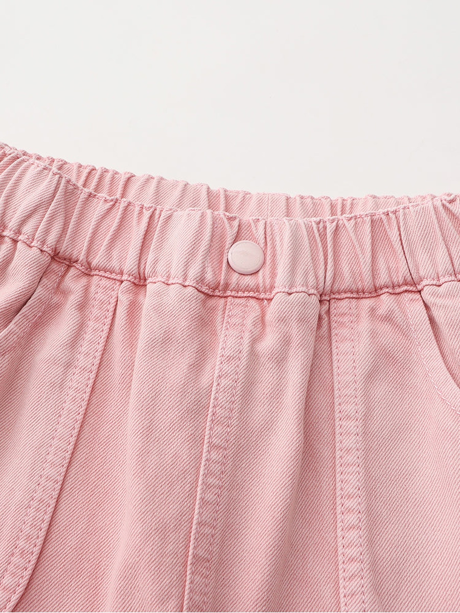 Pleated Denim Shorts