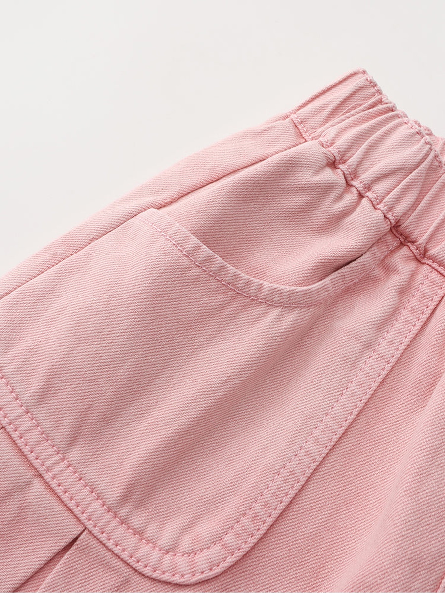 Pleated Denim Shorts