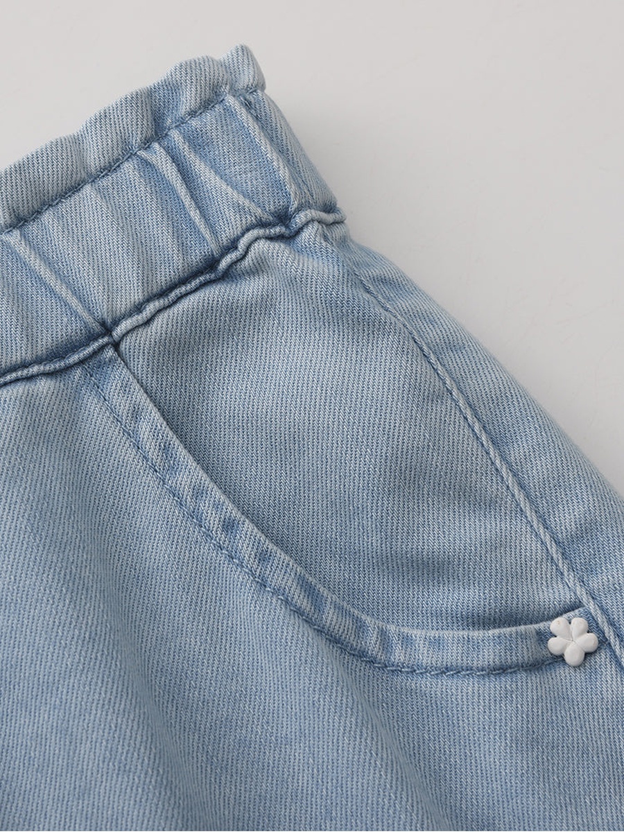 Pleated Denim Shorts