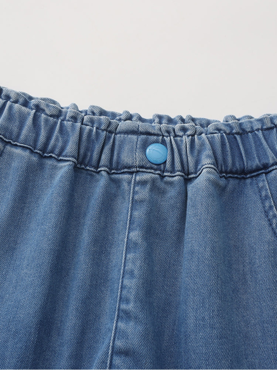 Pleated Denim Shorts