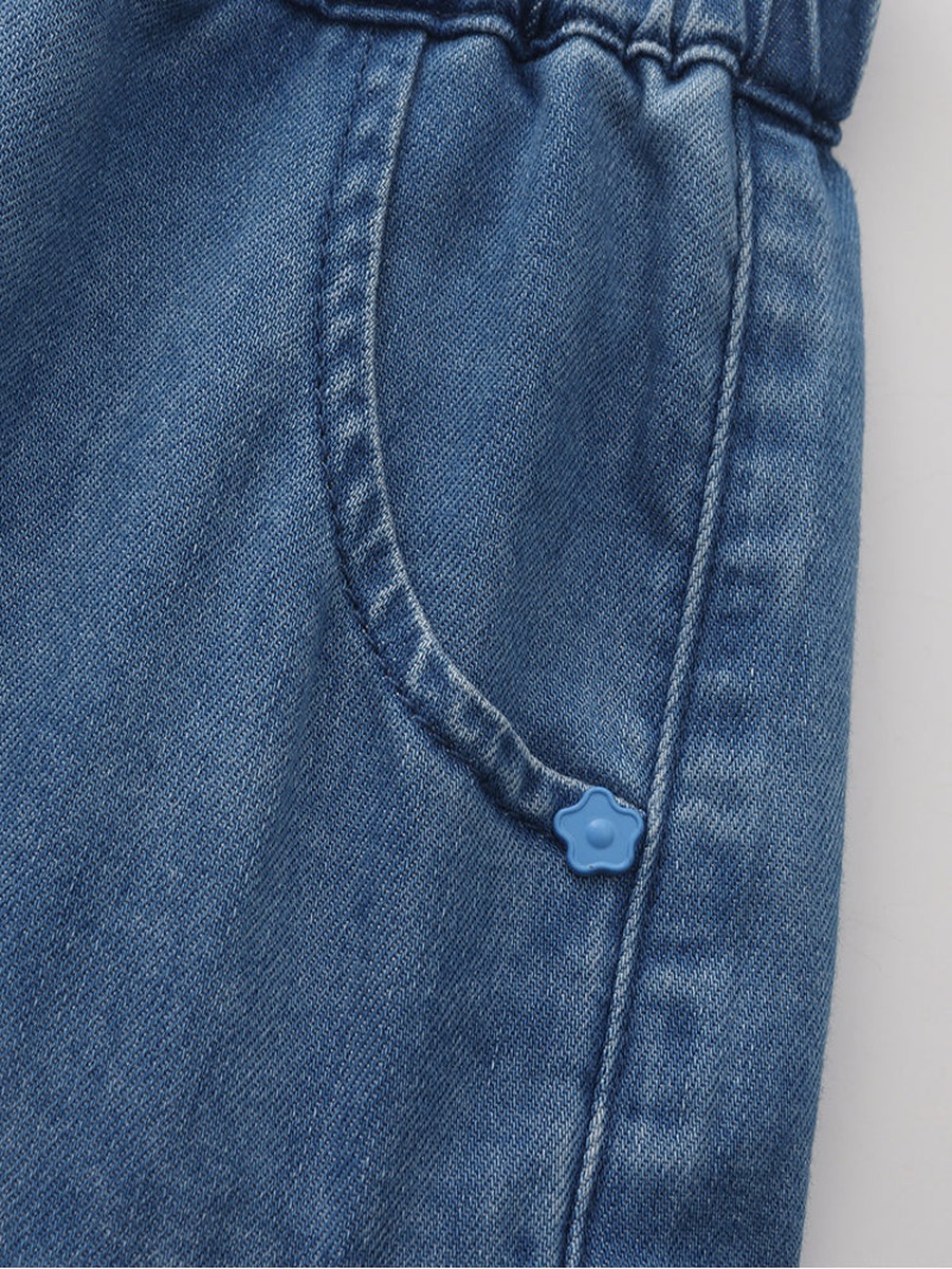 Pleated Denim Shorts