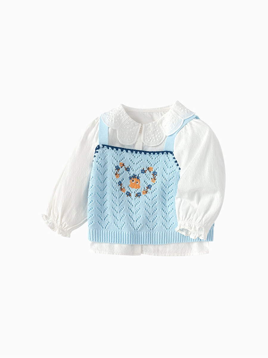 Solid Shirt with Knit Vest