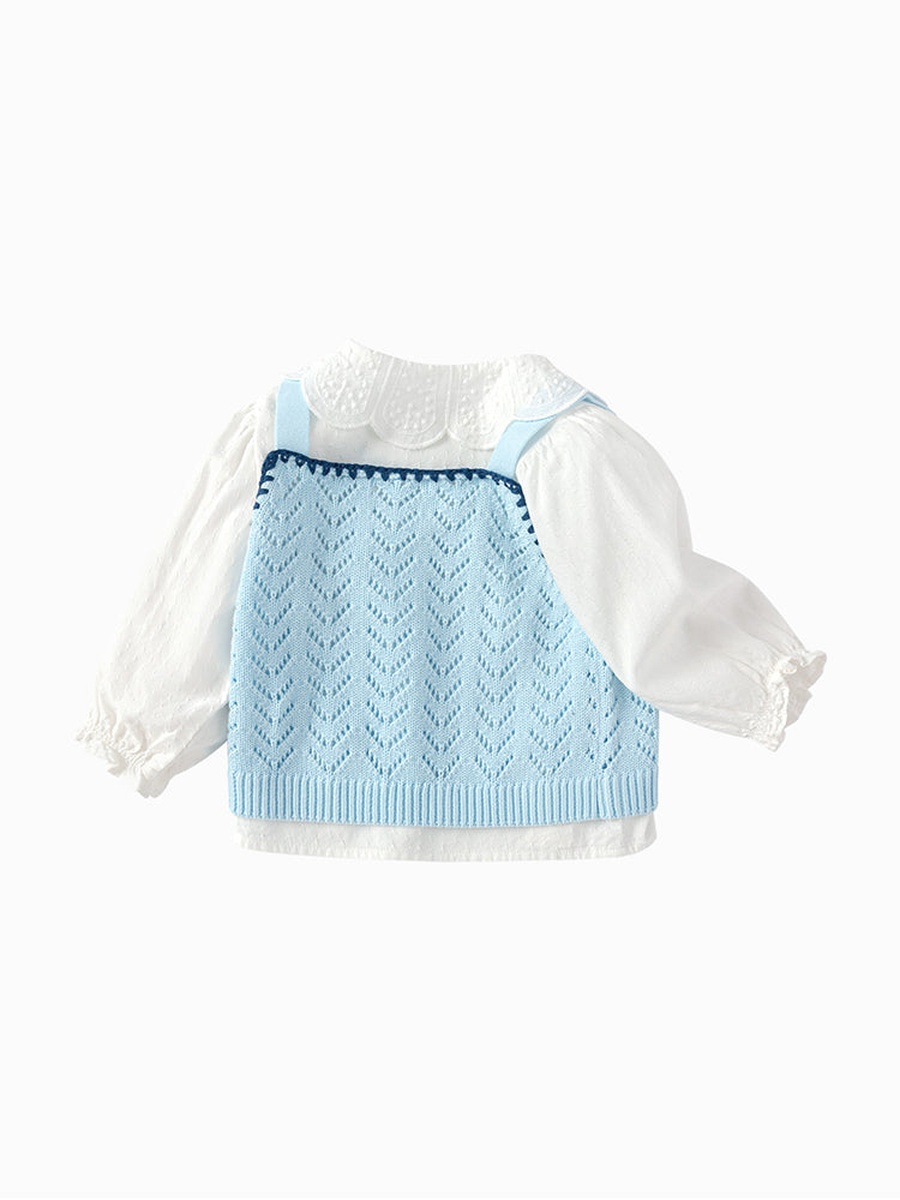 Solid Shirt with Knit Vest