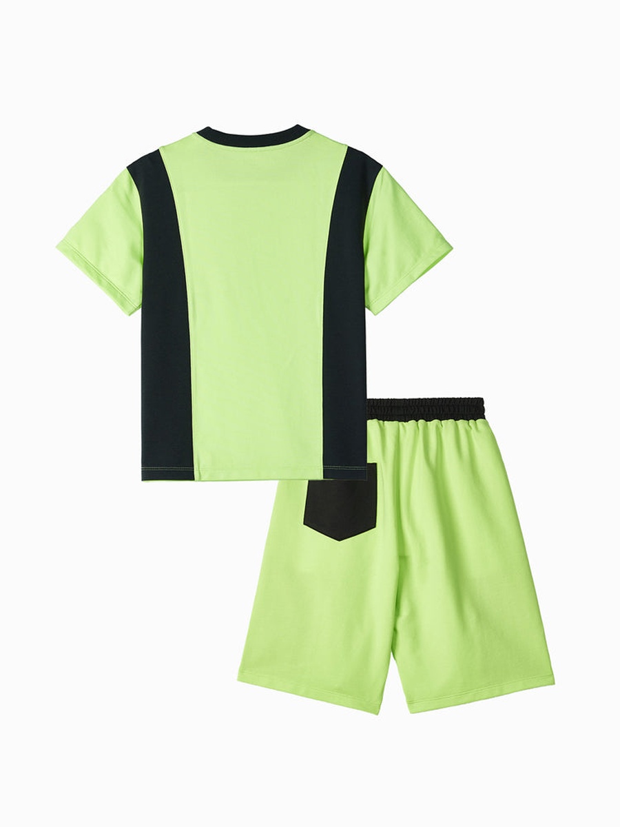 Color Block Short Sleeve T-Shirt and Shorts Set