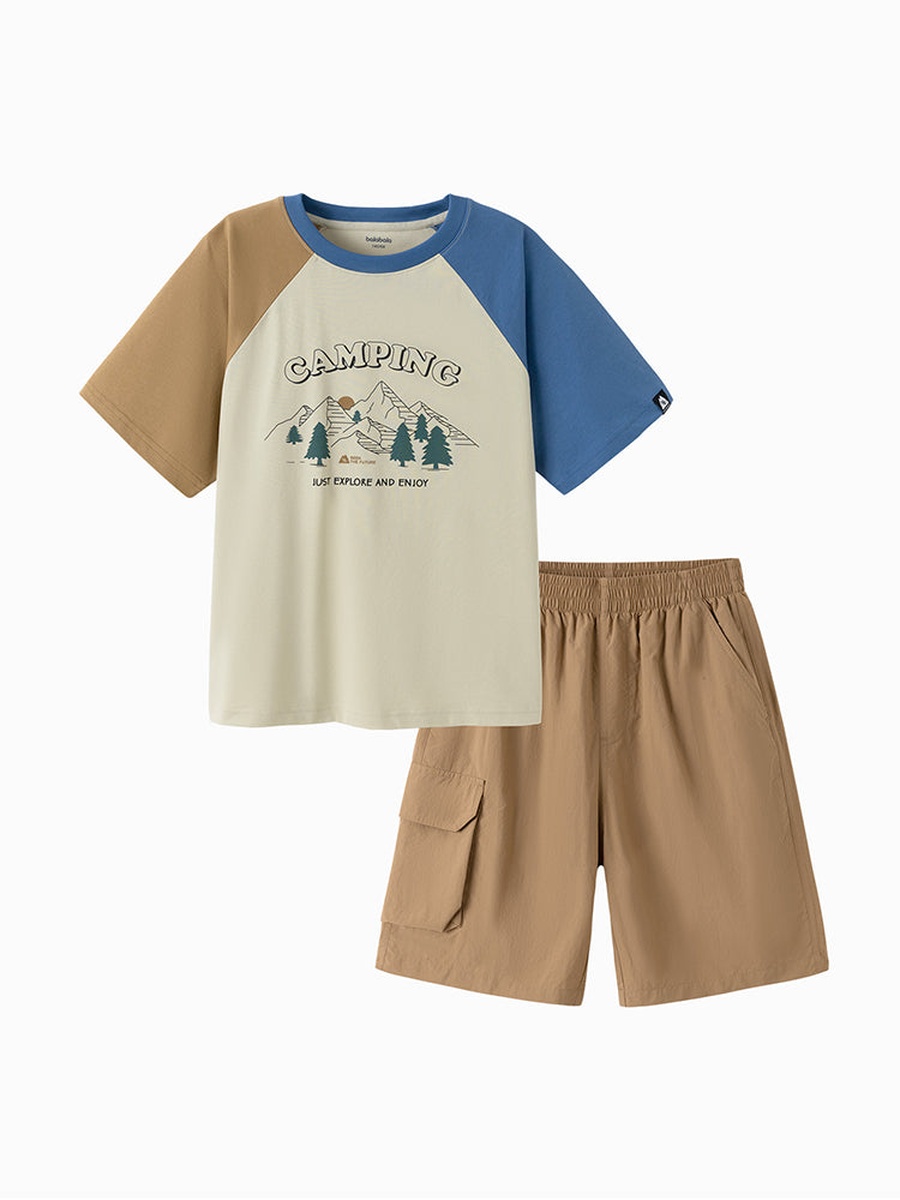 Color Block Short Sleeve T-Shirt and Shorts Set