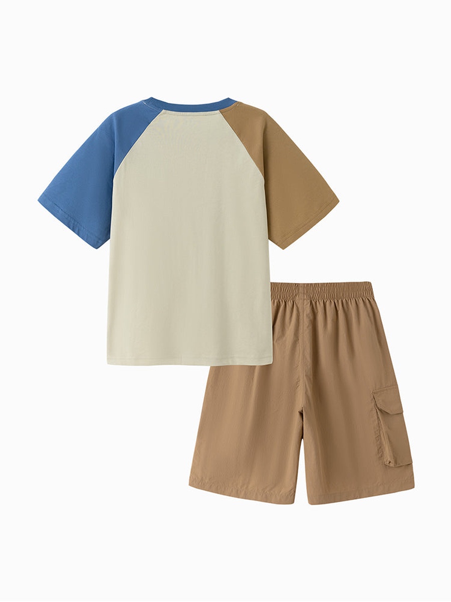Color Block Short Sleeve T-Shirt and Shorts Set