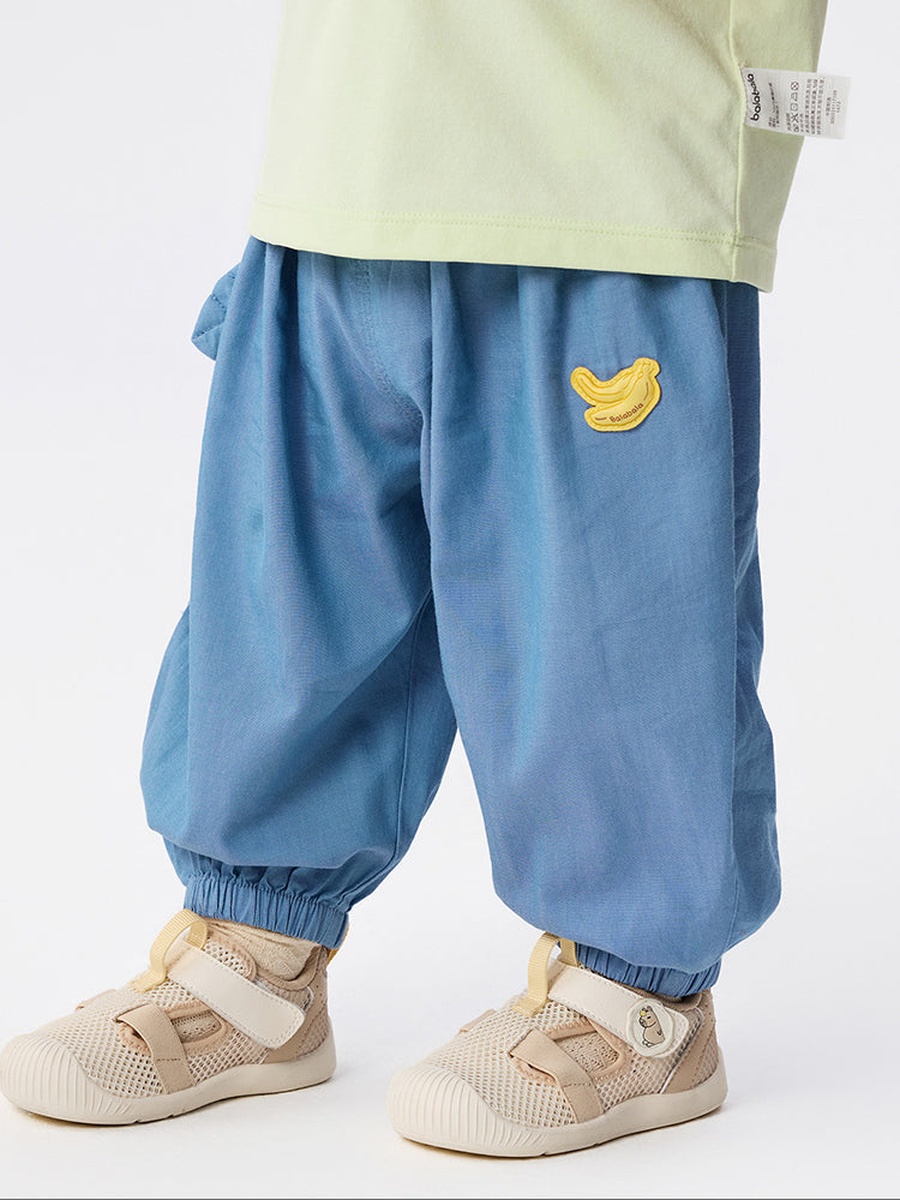 Flowy Pants with Elastic Waist and Padded Detail