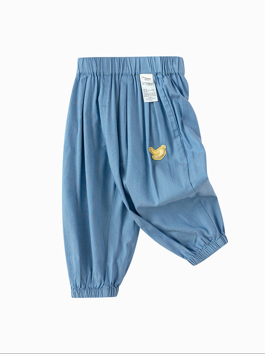 Flowy Pants with Elastic Waist and Padded Detail