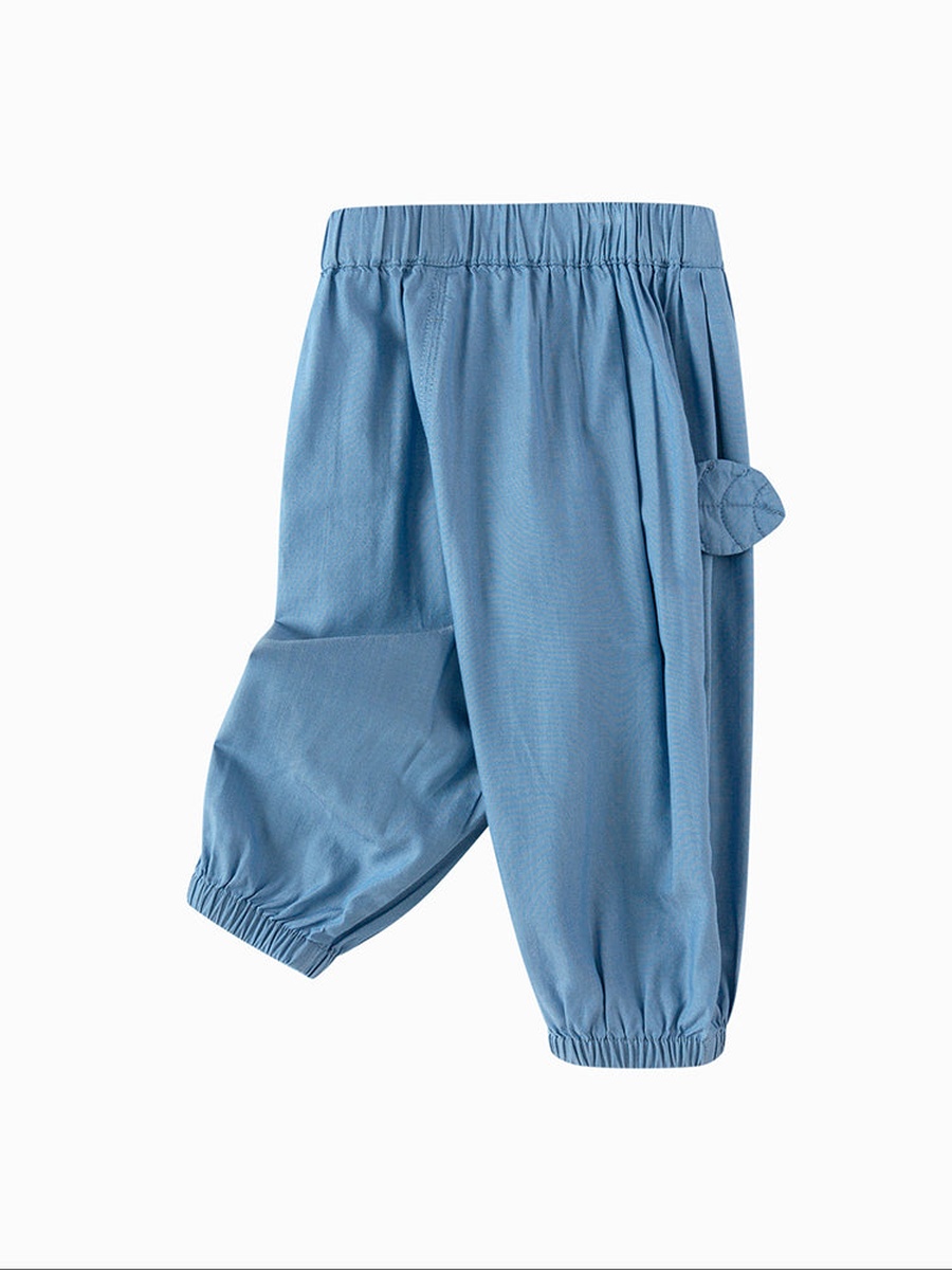 Flowy Pants with Elastic Waist and Padded Detail