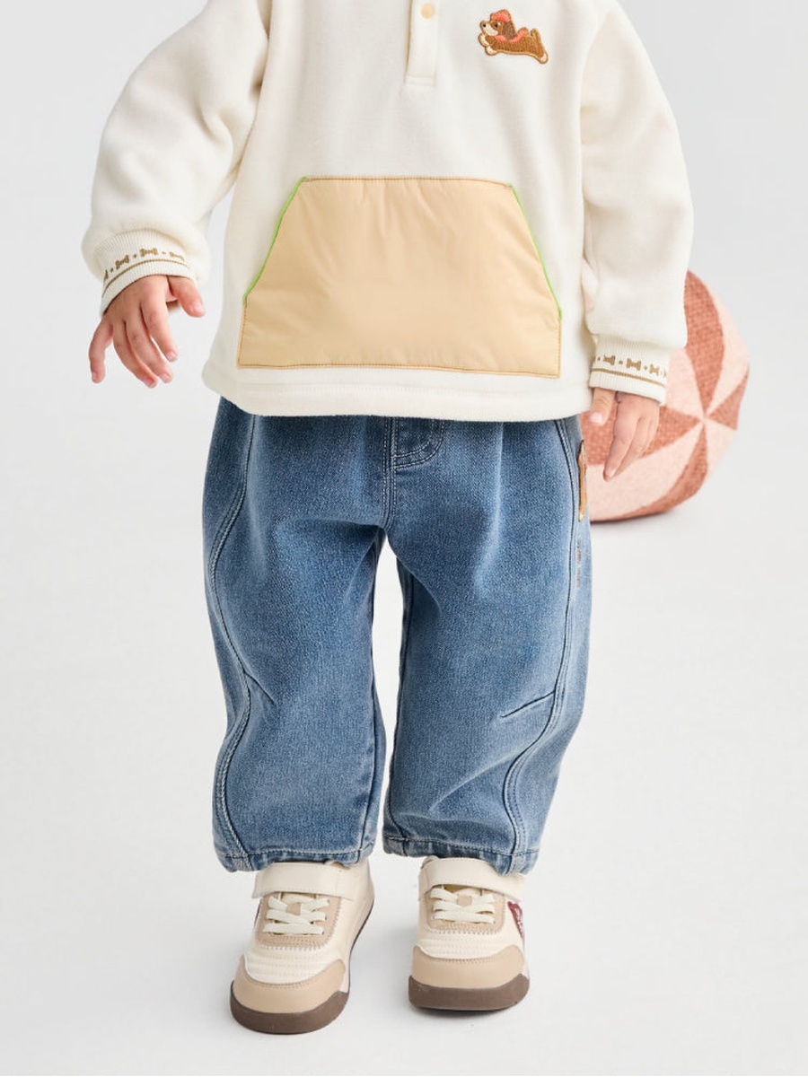 Denim Pants with Fun Side Embroidery