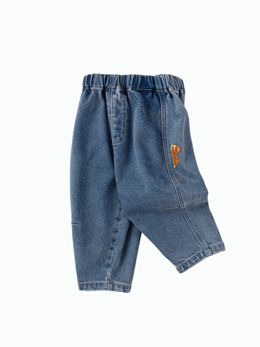 Denim Pants with Fun Side Embroidery