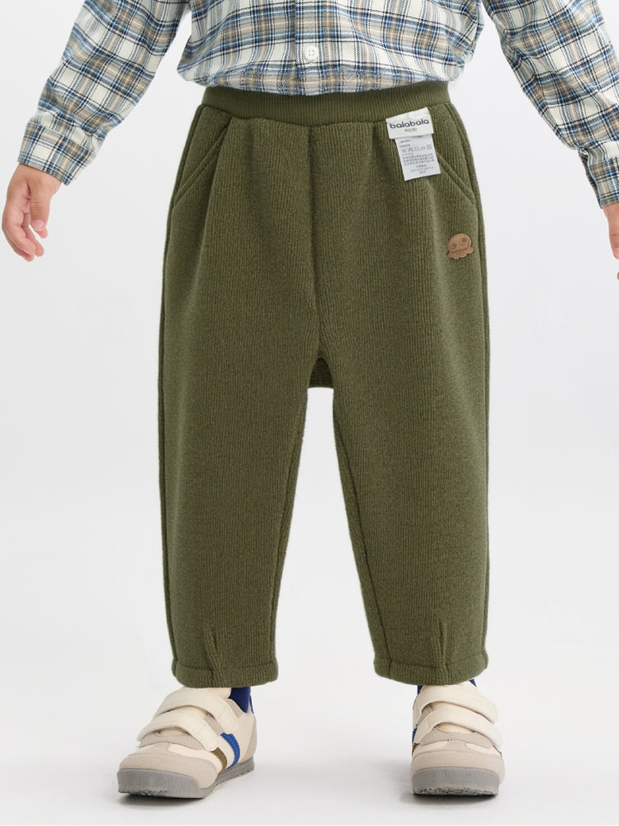 Ribbed Pants with Back Pocket and Patch