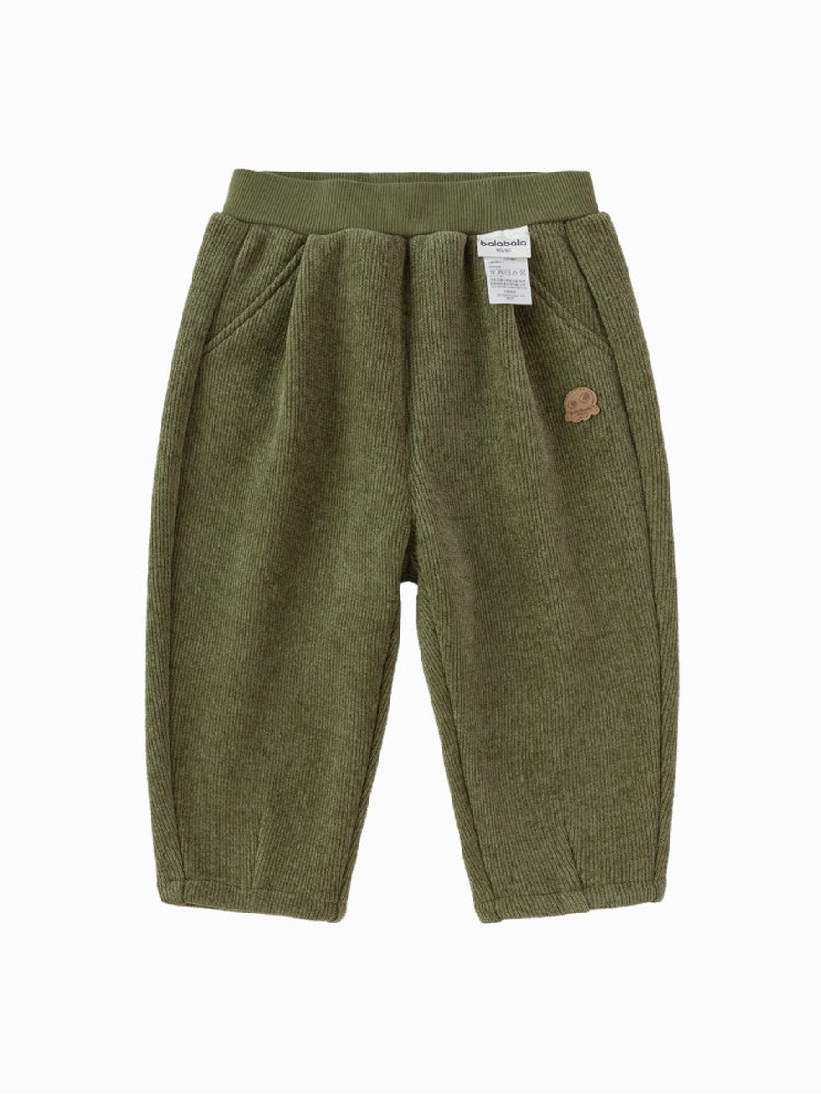 Ribbed Pants with Back Pocket and Patch