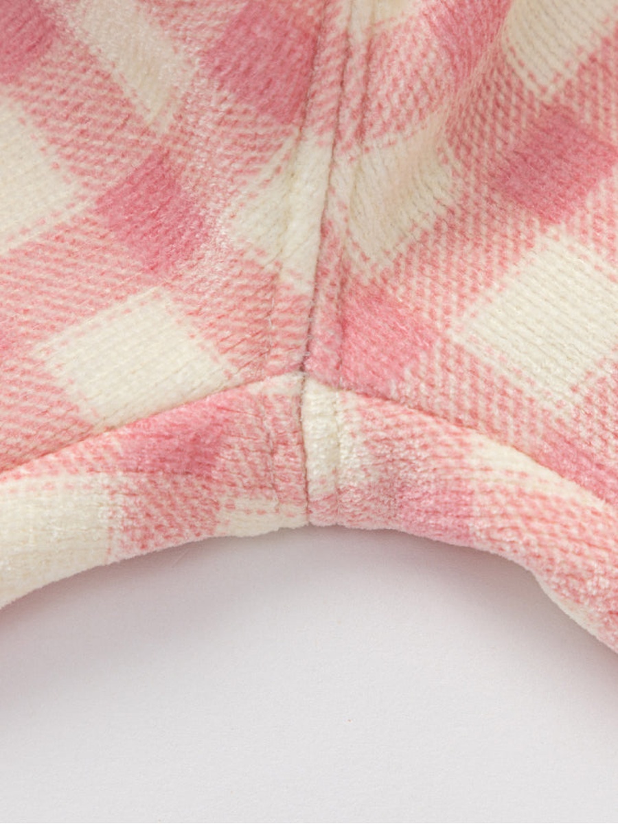 Checked Fleece Pants with Cat Patch Hem