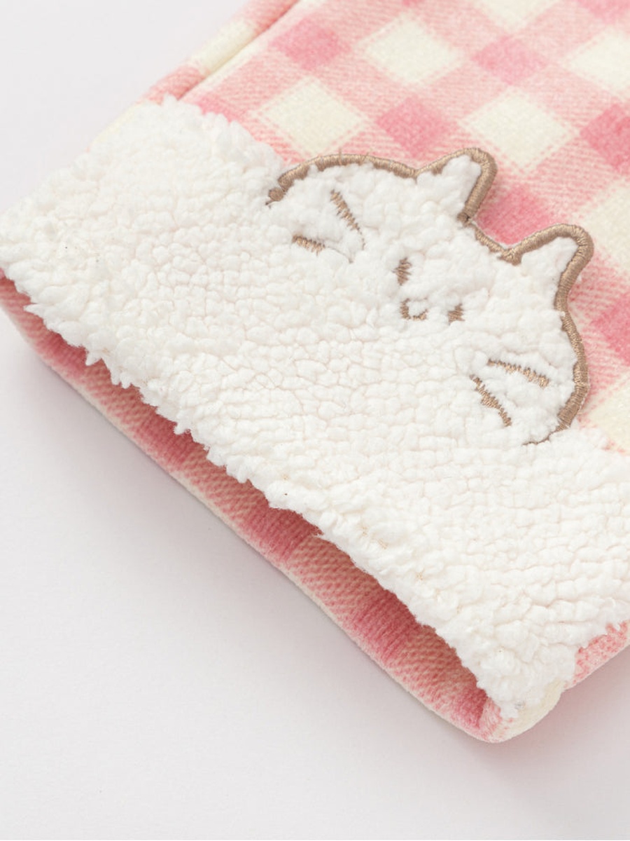 Checked Fleece Pants with Cat Patch Hem