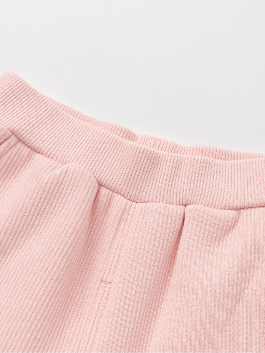 Ribbed Pants with Patch and Ruffled Hems