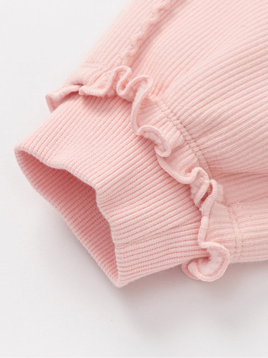 Ribbed Pants with Patch and Ruffled Hems
