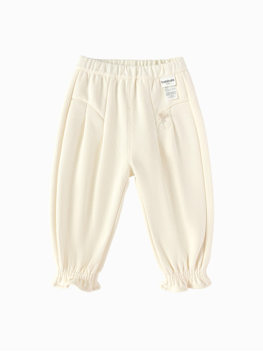 Pants with Embroidery and Ruffled Hems