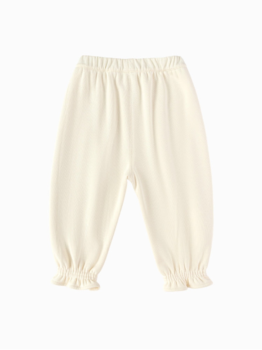 Pants with Embroidery and Ruffled Hems