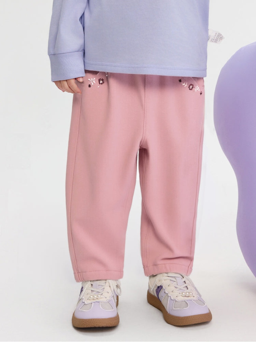 Pants with Floral Embroidery