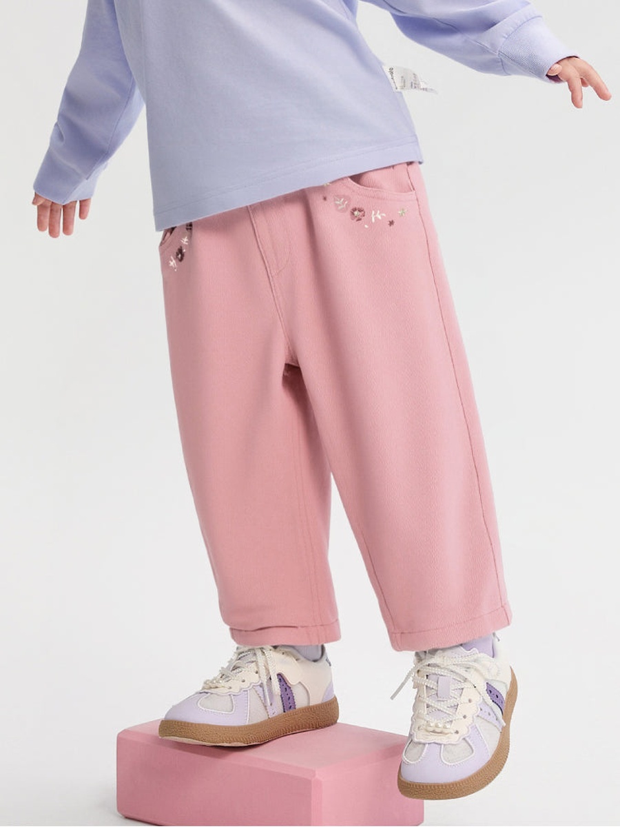Pants with Floral Embroidery