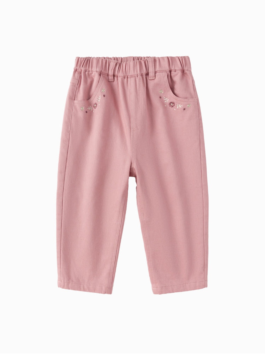 Pants with Floral Embroidery