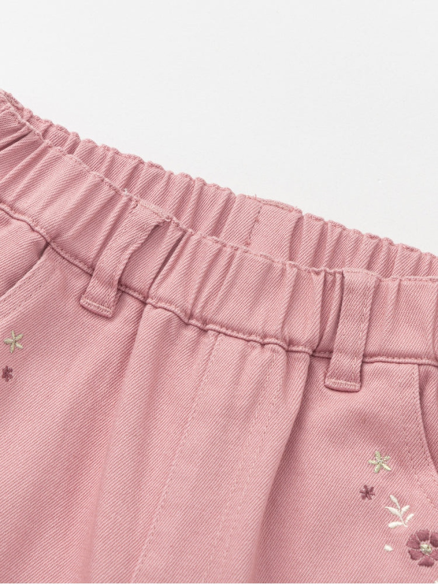 Pants with Floral Embroidery