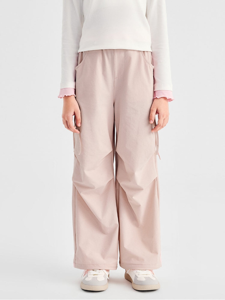 Wide-Leg Cargo Pants with Side Ties