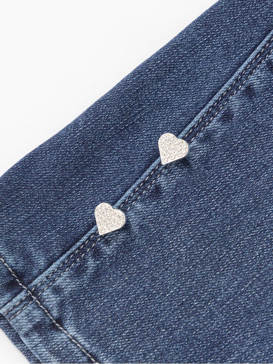 Denim Pants with Rhinestones