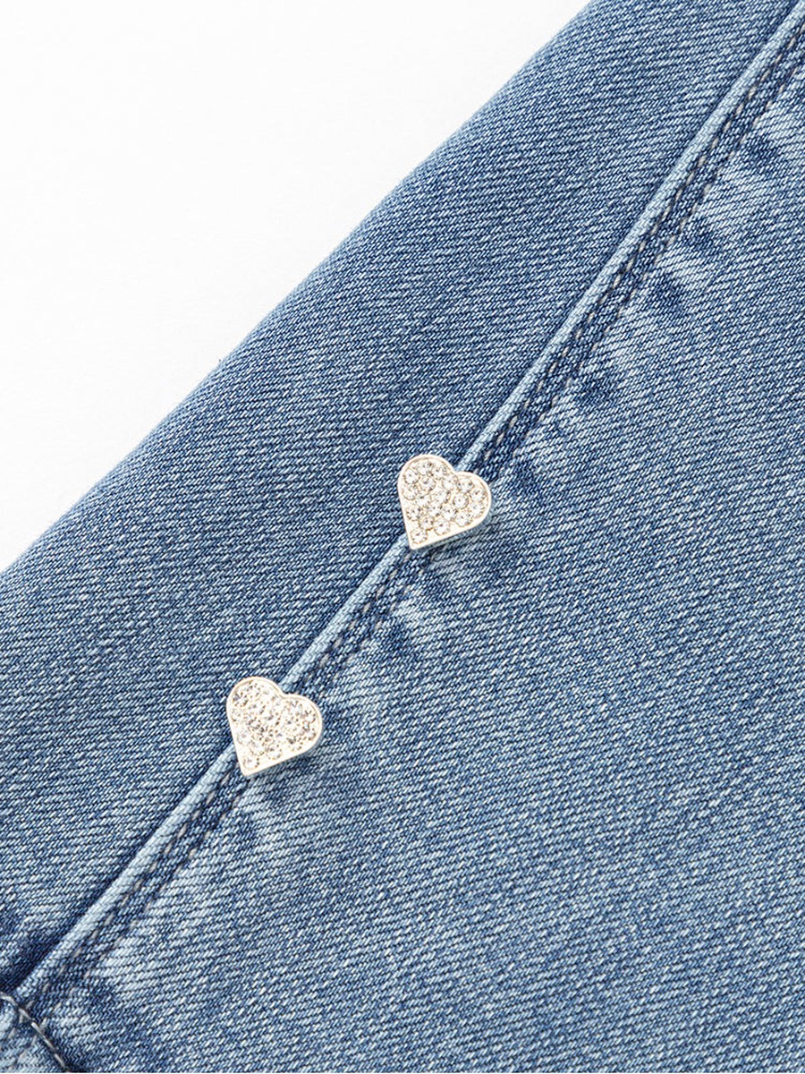 Denim Pants with Rhinestones