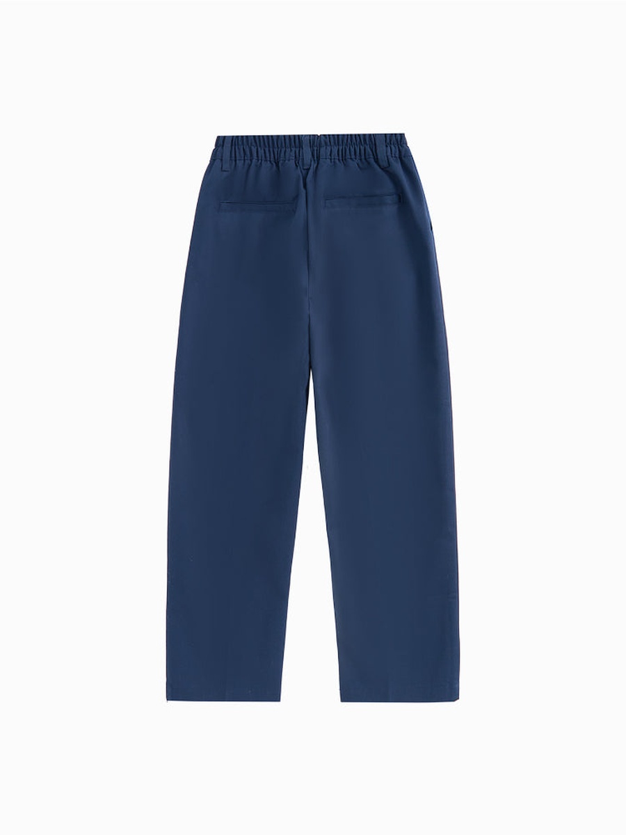 Regular Cut Pants with Pockets and Button-Zipper Closure