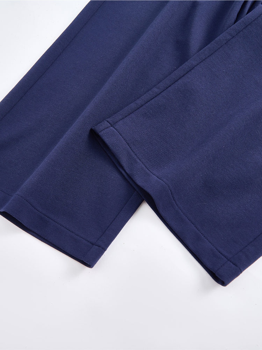 Solid Wide-Cut Sweatpants with Pockets and Elastic Waist