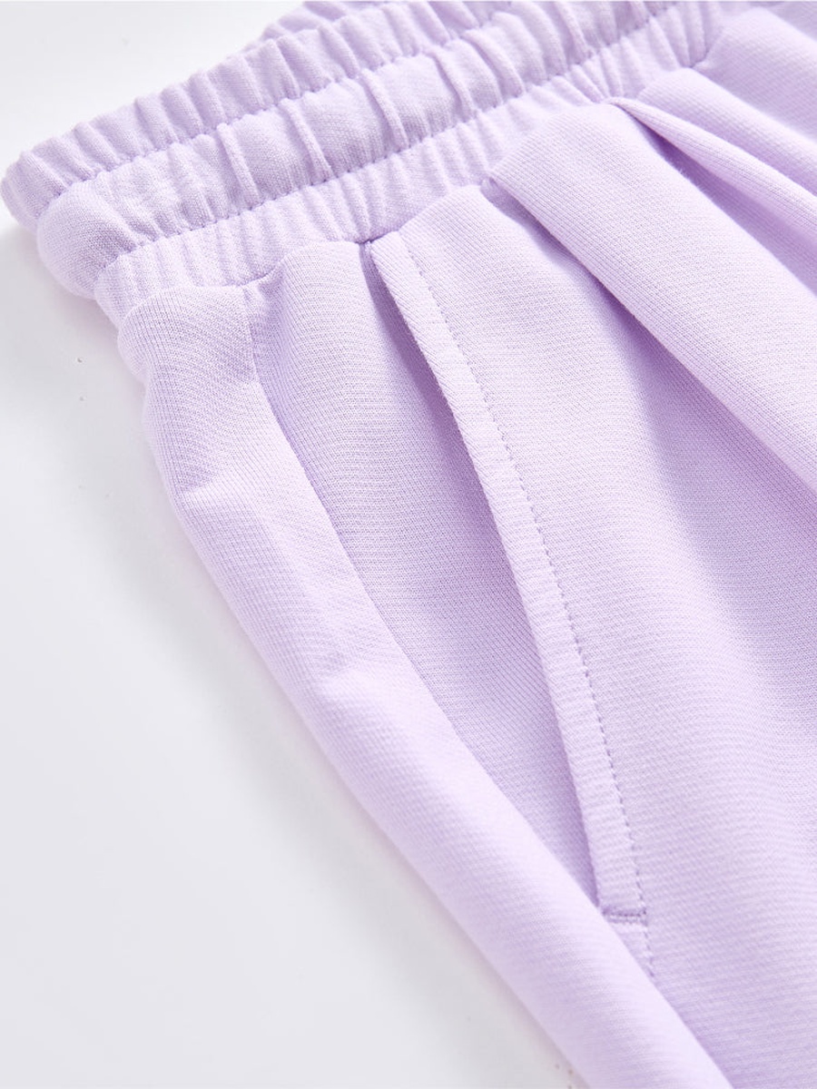 Solid Wide-Cut Sweatpants with Pockets and Elastic Waist