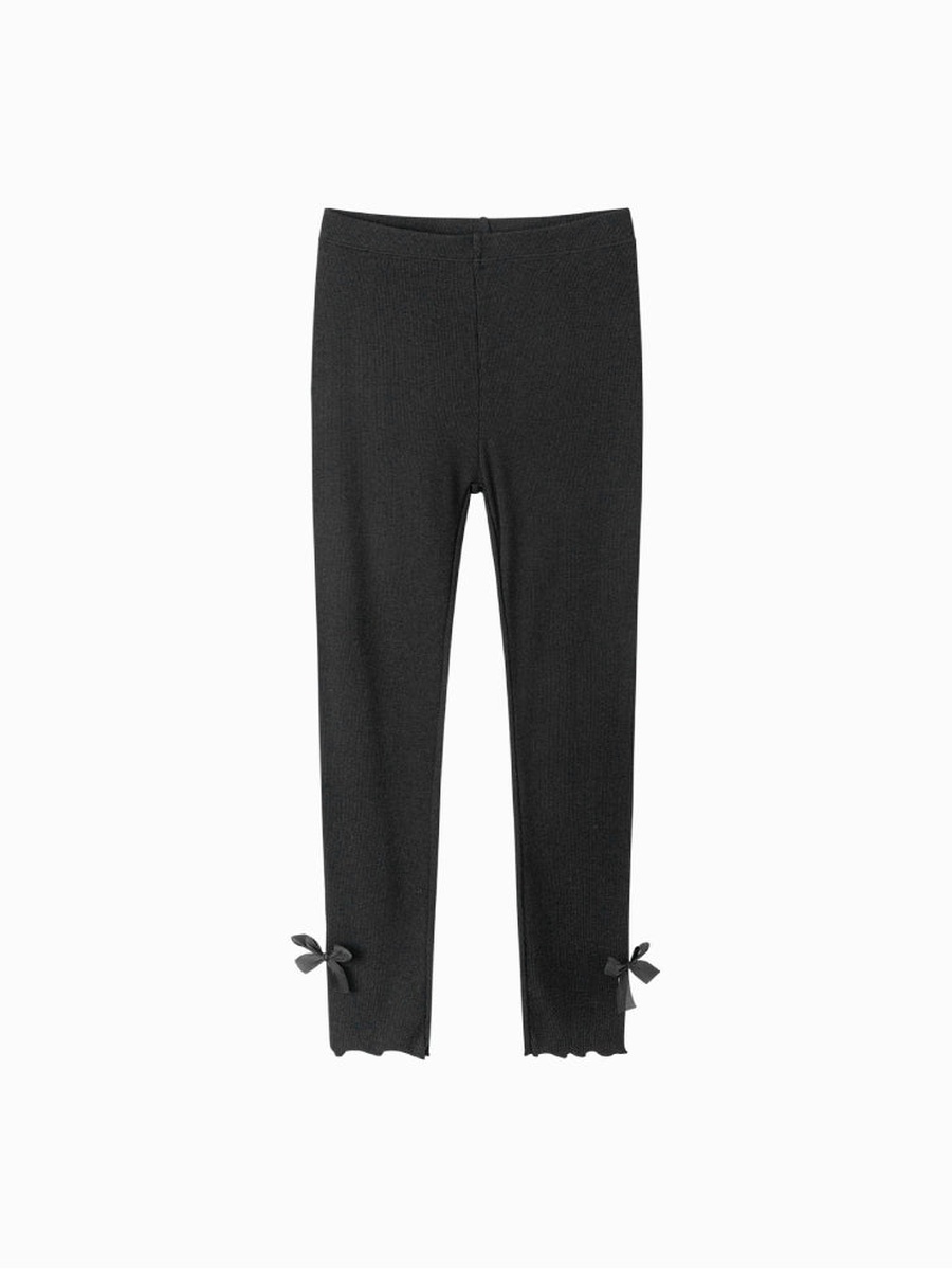 Ribbed Leggings with Side Bow Detail