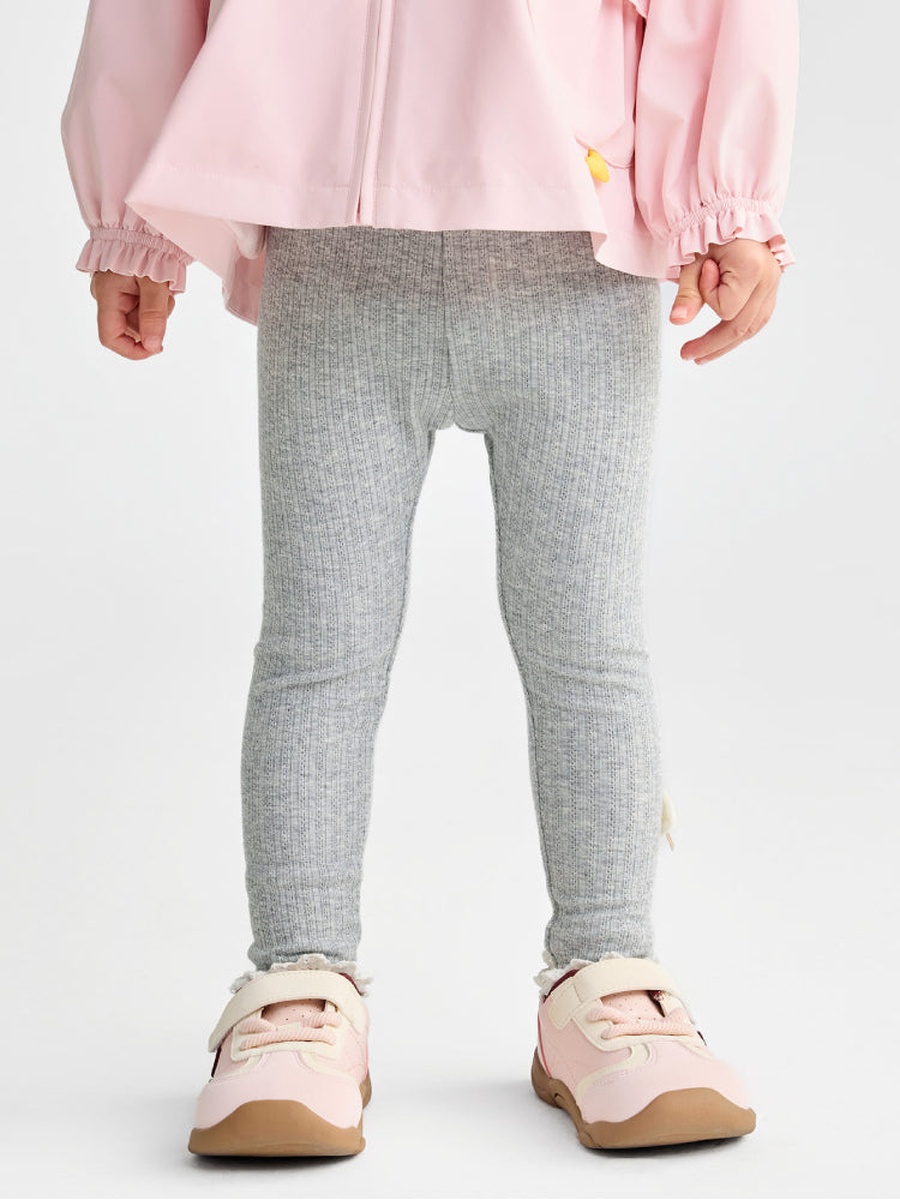 Ribbed Leggings with Bow Accent