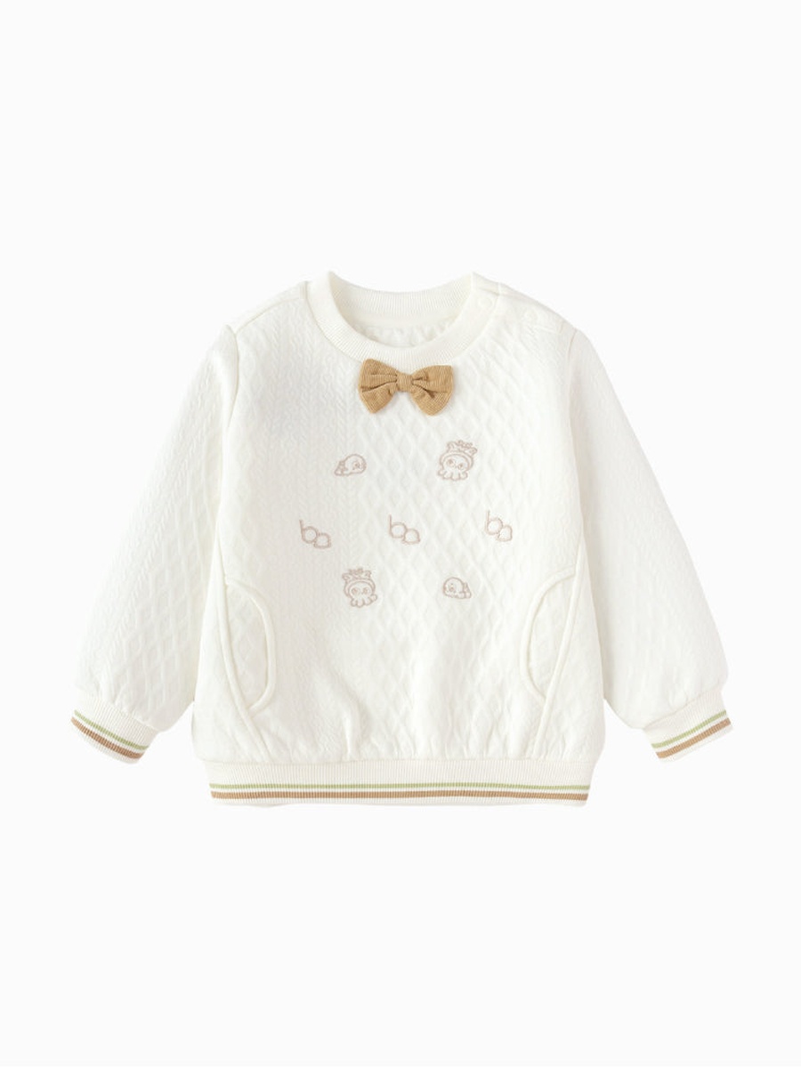 Sweatshirt with Front Bow and Embroiderey