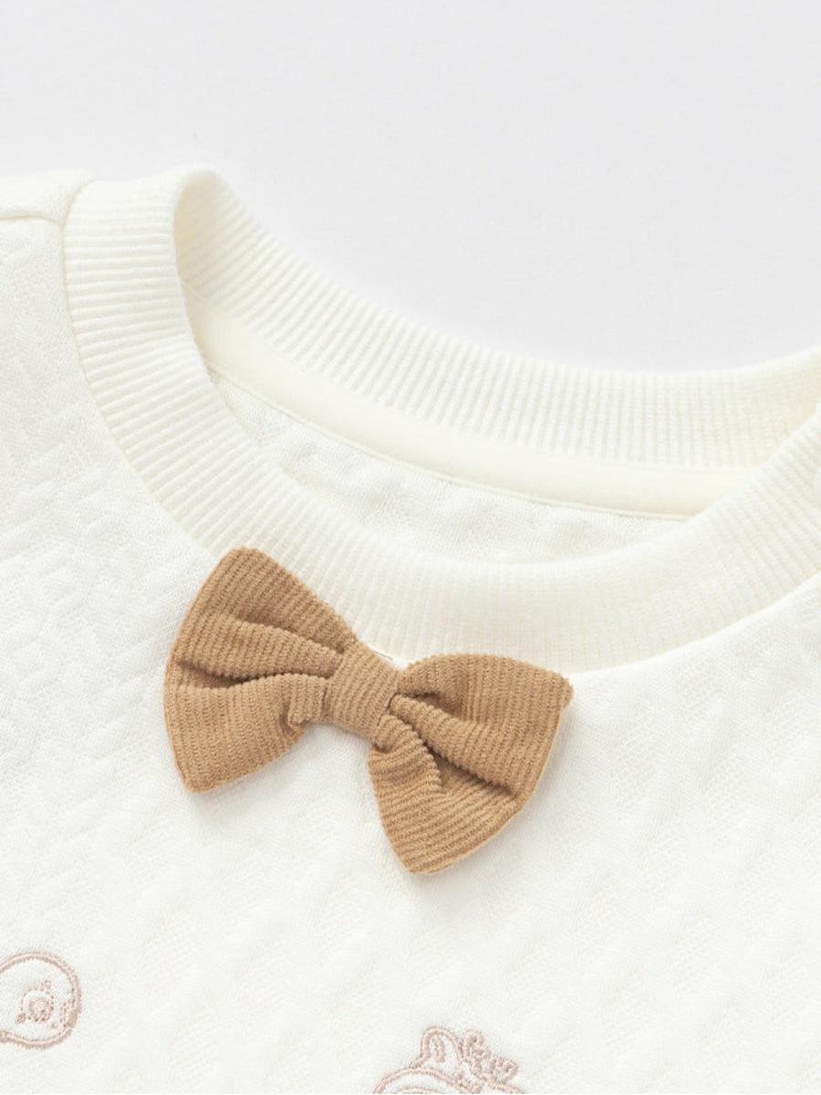 Sweatshirt with Front Bow and Embroiderey
