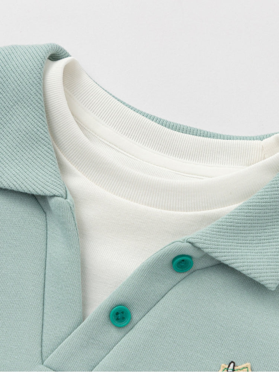 Polo Sweatshirt with Embroidered Detail