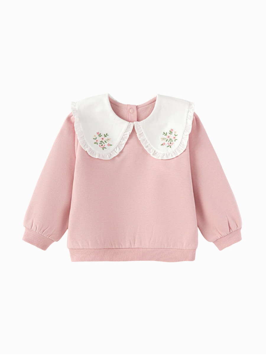 Sweatshirt with Embroidered Collar