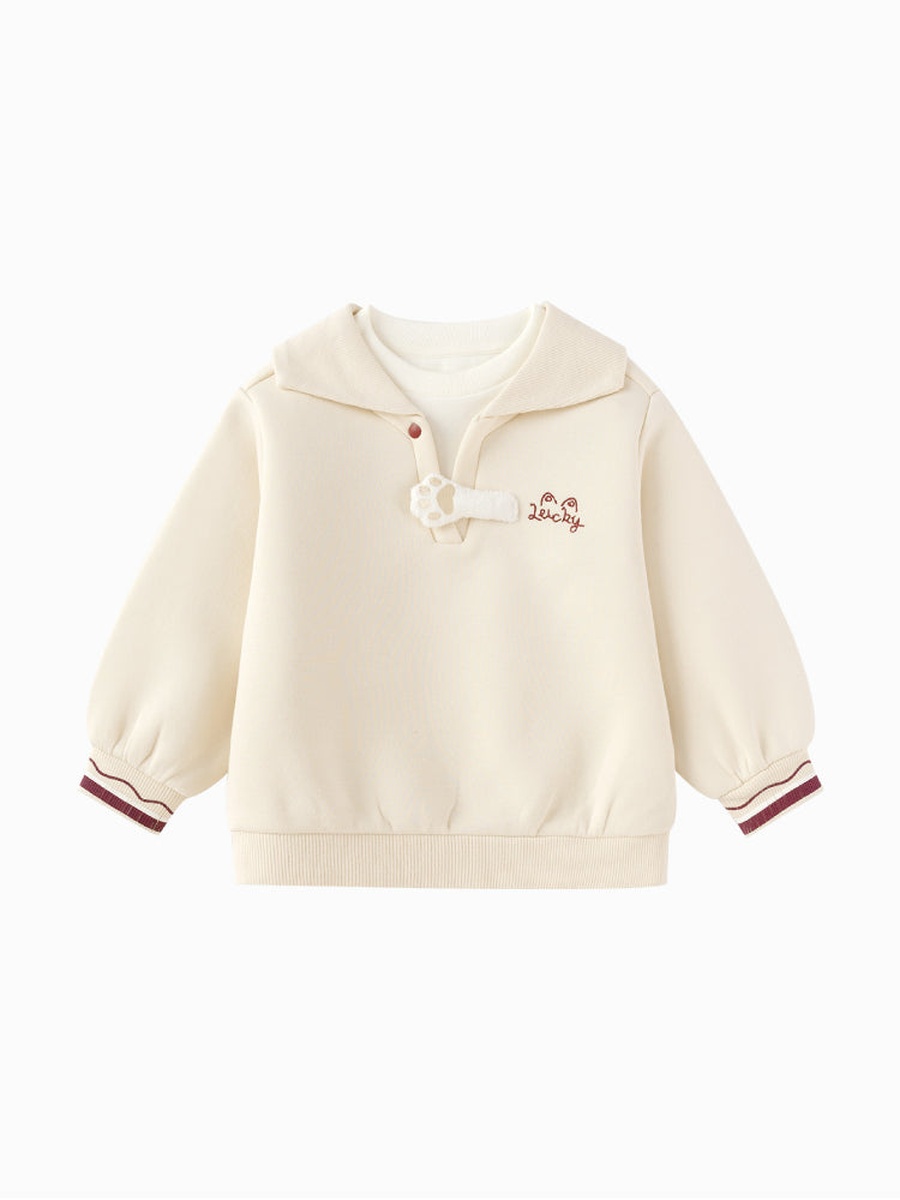 Sweatshirt with Sailor Collar and Paw Accent