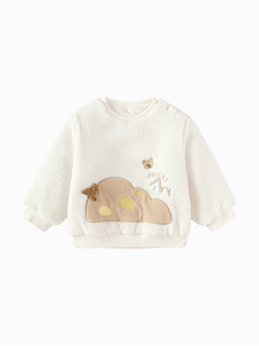 Fleece Sweatshirt with Front Embroidery