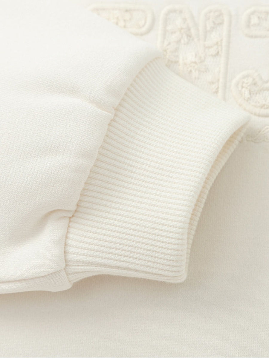 Sweatshirt with Embroidery and Lace Hem