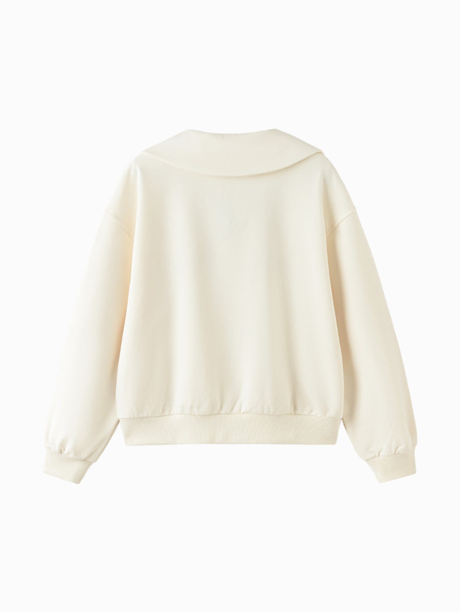Sailor Collar Sweatshirt with Printed Motif