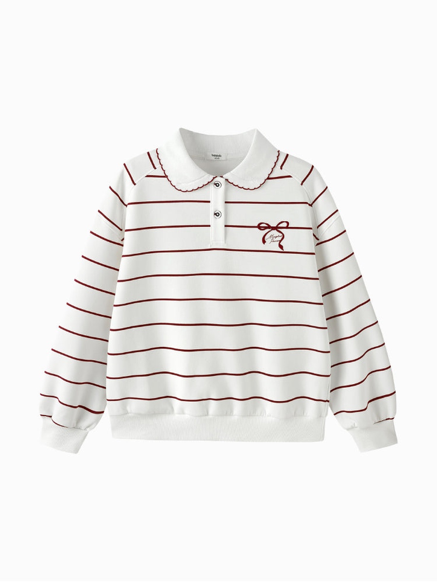 Striped Sweatshirt with Bow Detail
