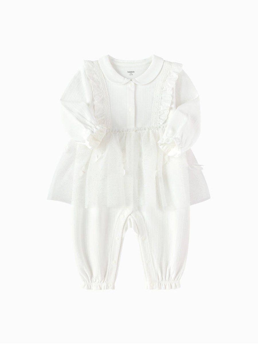 Lace Trim Overall with Layered Tulle