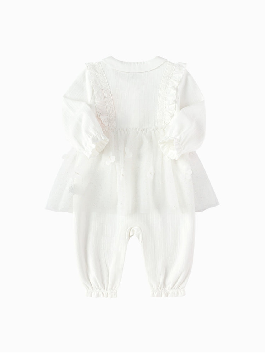 Lace Trim Overall with Layered Tulle