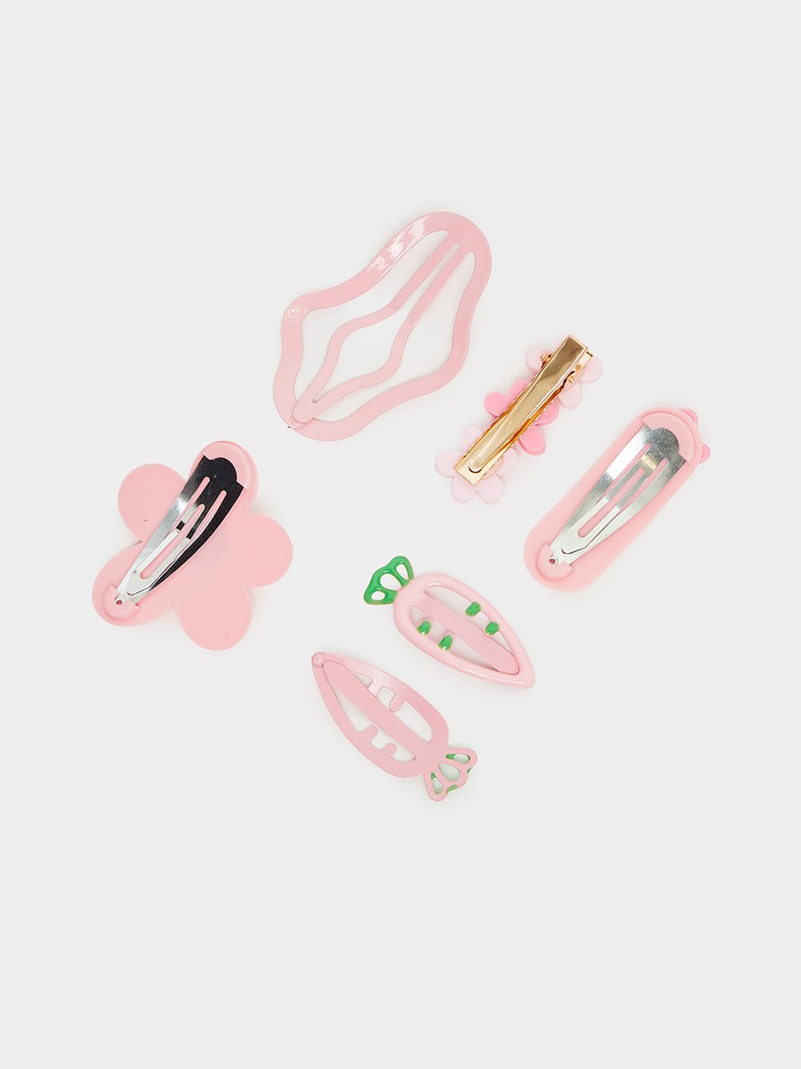 Pack of 5 - Girls Pink Hair Clips
