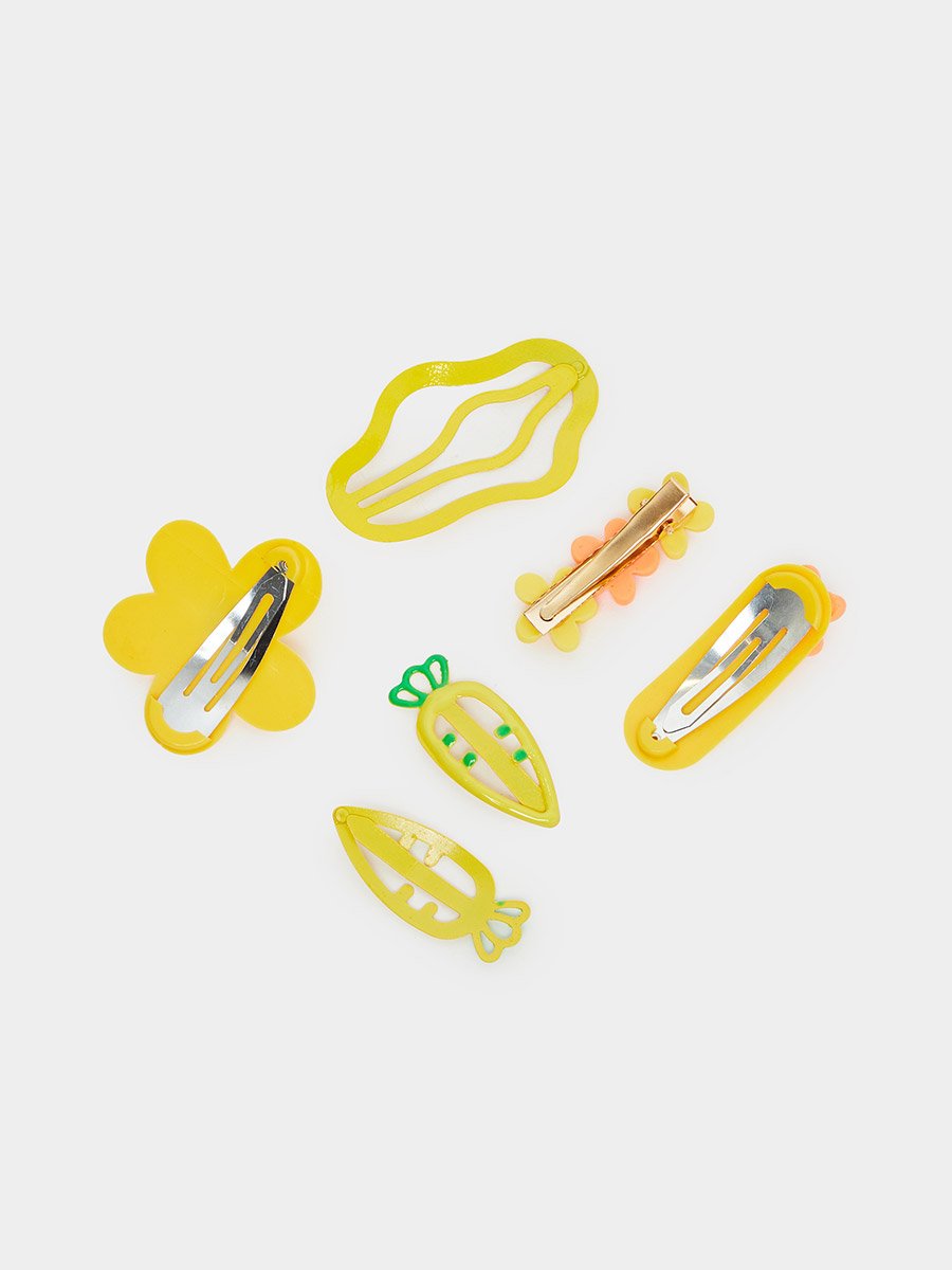 Pack of 5 - Girls Yellow Hair Clips