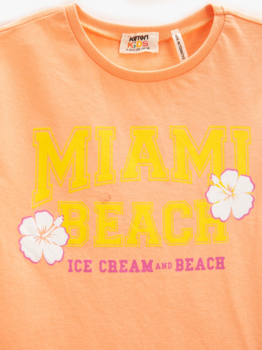 Miami Printed Short Sleeve T-Shirt with Crew Neck